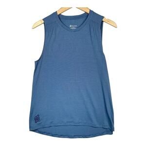 Peloton blue striped loose fitting muscle tank top women’s size medium